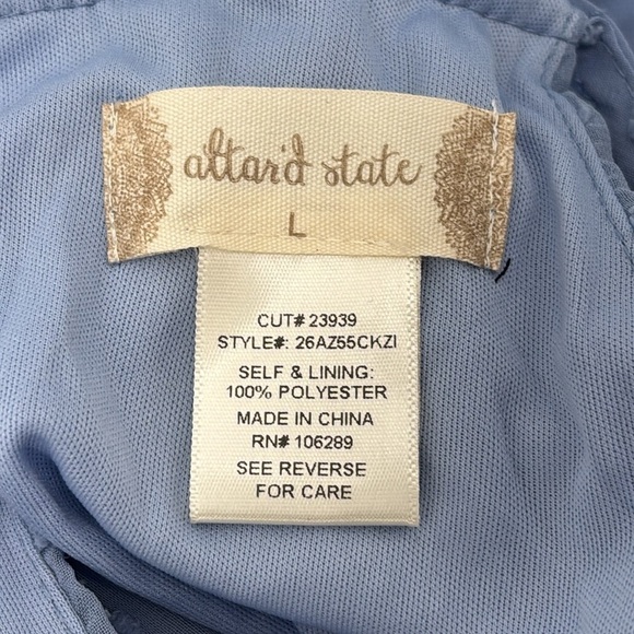 Altrd State halter mini dress w/ sheer dotted overlay periwinkle blue size L NWT - Picture 4 of 7